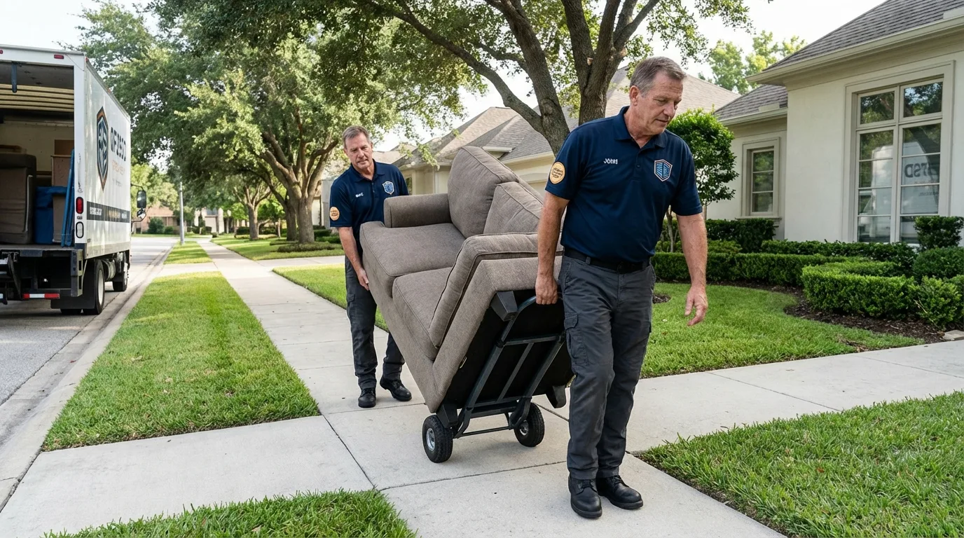 Local residential moving crew loading furniture in Greenville, NC